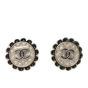 Chanel Metal Enamel Cc Round Earrings #200083C66B